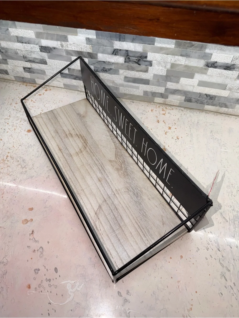 Rae Dunn HOME SWEET HOME Black Metal & Wood Wall Shelf